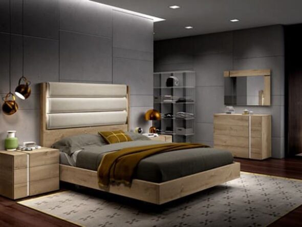 Dormitorio con cabezal tapizado Rosamor