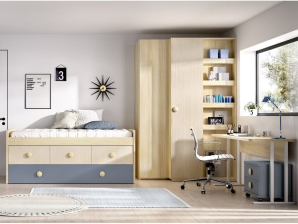 Dormitorio juvenil con cama compacta modelo Jumpy 103