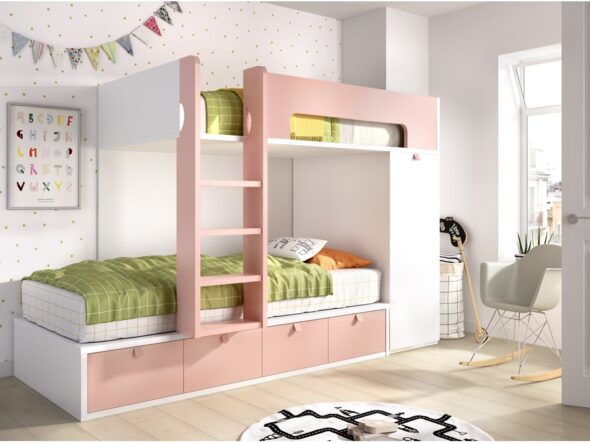 Dormitorio juvenil con litera modelo Jumpy 304
