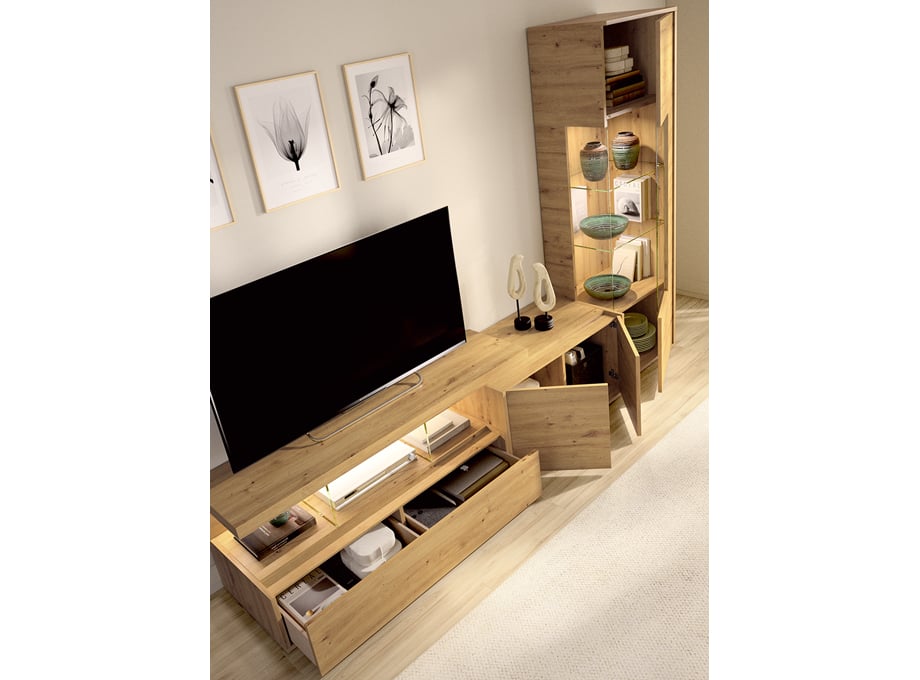 Detalle mueble abierto salón Duo 11