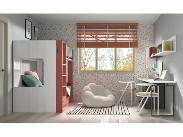 Dormitorio juvenil con litera modelo Evo 202