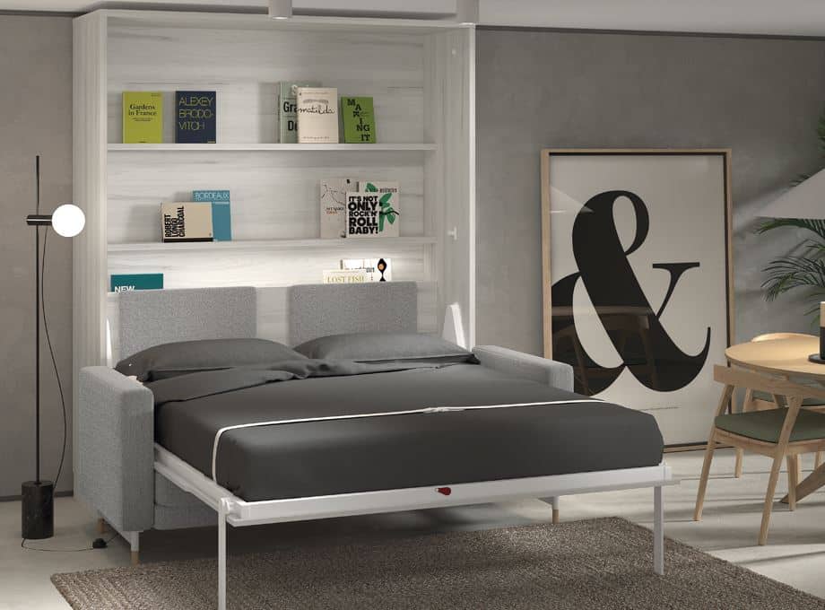 Detalle cama abatible grande abierta modelo Evo 266