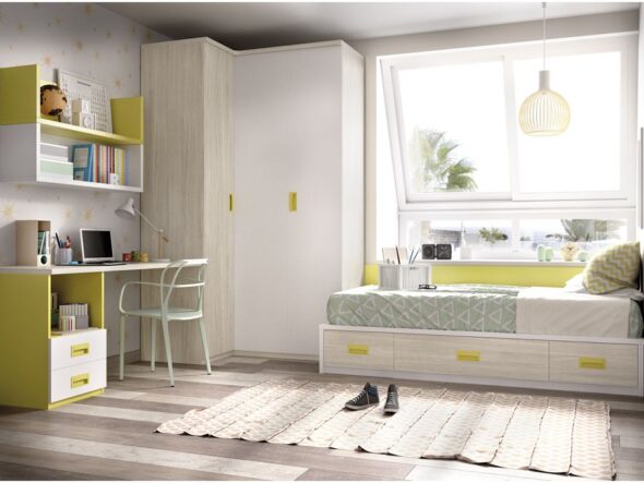 Dormitorio juvenil con armario rinconero