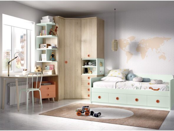 Dormitorio con armario de rincón Rimobel