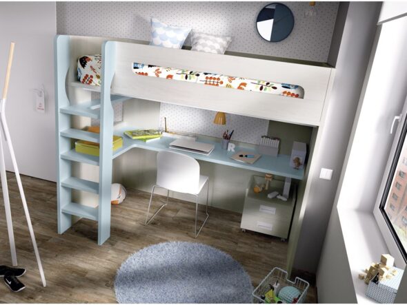 Cama alta con escritorio Rimobel mundo Joven