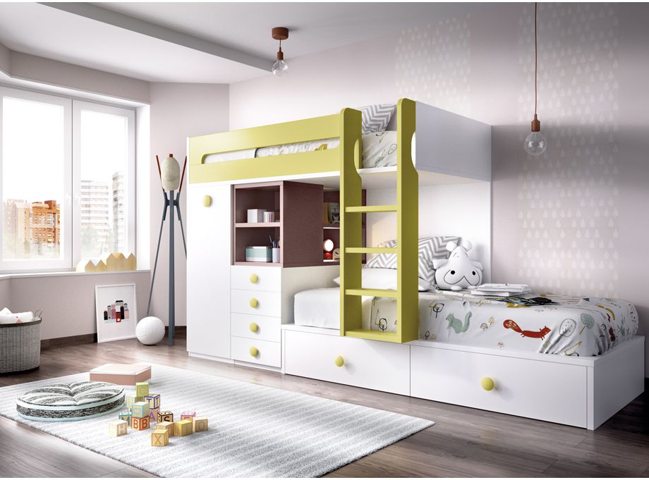 Dormitorio infantil con cama modular - Tocamadera