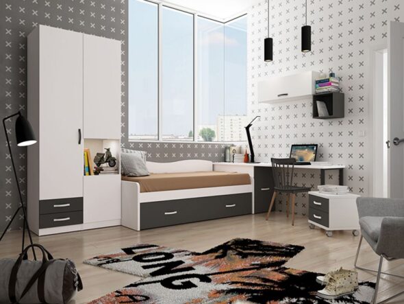 Dormitorio Juvenil con cama nido azor costa 19