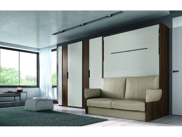 Dormitorio con sofá cama abatible y armario modelo Cosmos 044