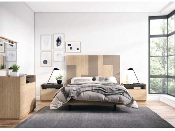 Dormitorio con cabezal vertical en kala y late