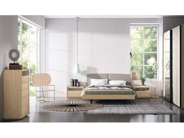 Dormitorio tapizado en gris claro torga