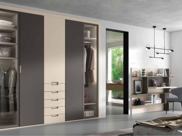 Armario con puertas plegables de cristal S67