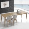 Mesa de comedor modelo Nordic tapa de madera Roble detalle abierta