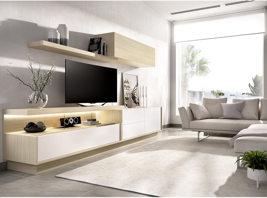 Salón modelo Duo 04 en Roble y Blanco