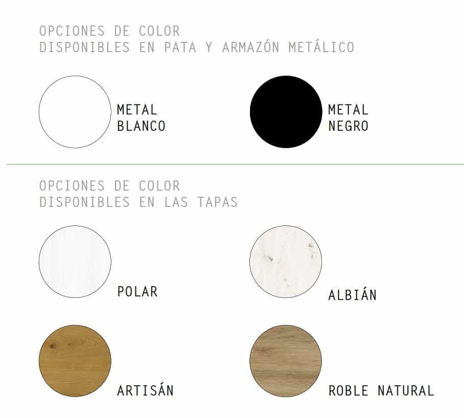 Carta colores Ramis Mesas pata metalica