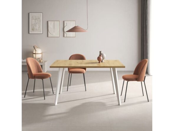 Mesa de comedor modelo M812 en artisán y pata blanca