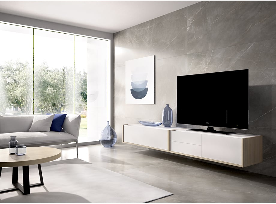 Salón modelo Duo 51 en blanco y roble